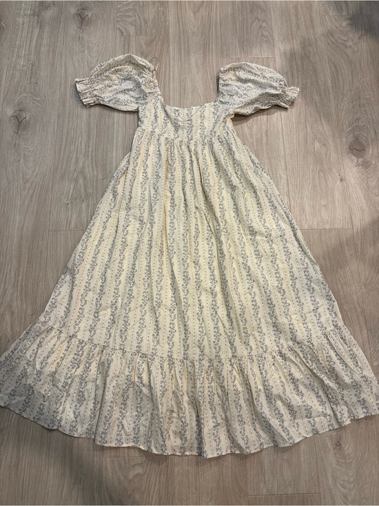 Noralee Dresses & Skirts - Noralee Cream Maxi Dress with Light Blue Floral Stripe